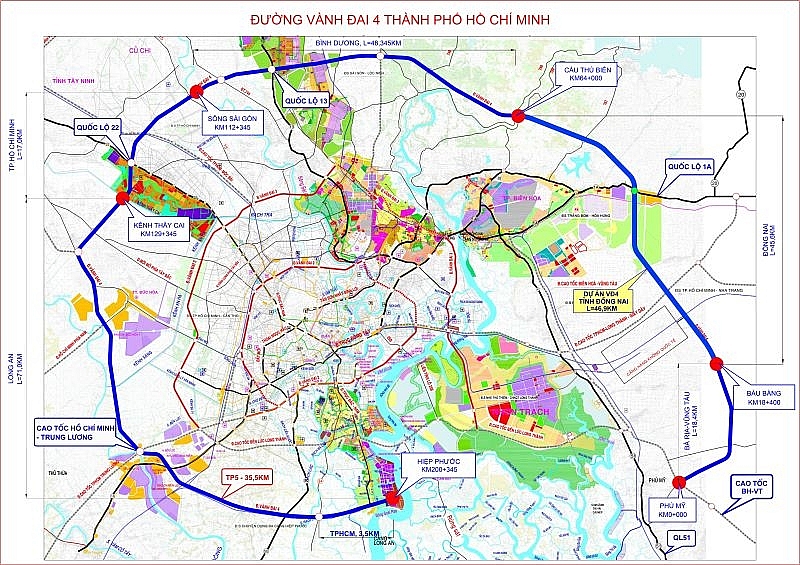 đường Vành đai 4 TP.HCM với tổng chiều dài hơn 206 km, đi qua 5 tỉnh thành phía Nam, đang được đề xuất chia thành 11 dự án thành phần. Với tổng mức đầu tư hơn 136.000 tỷ đồng
