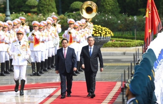 Thủ tướng Phạm Minh Chính chủ trì lễ đón Thủ tướng Trung Quốc Lý Cường tại Phủ Chủ tịch