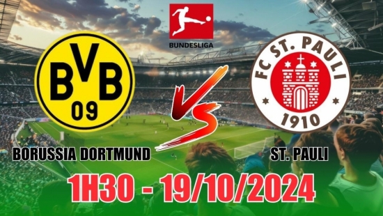 Nhận định Borussia Dortmund vs St. Pauli (1h30,  19/10) Vòng 7 Bundesliga: Kèo sâu, tin tuyệt đối Dortmund