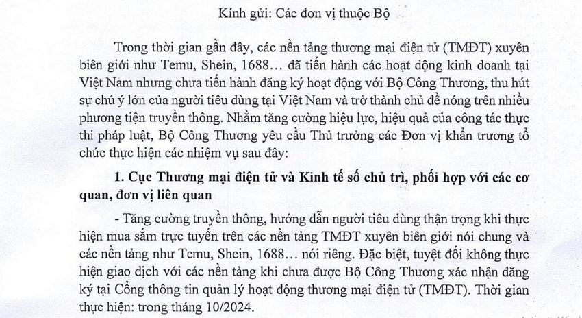 Bộ Công Thương yêu cầu các cơ quan liên quan triển khai đồng loạt biện pháp nhằm giám sát, kiểm soát và nâng cao nhận thức cộng đồng về mua sắm trên các nền tảng này