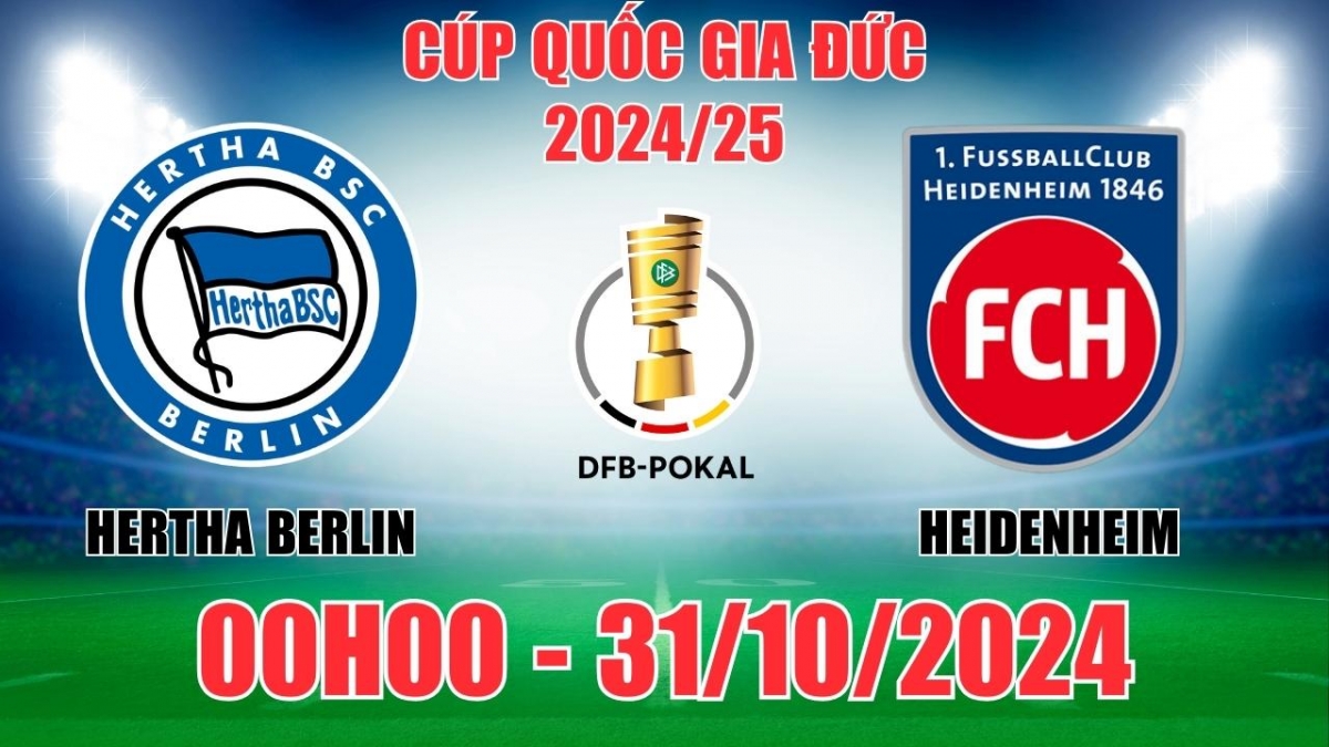 Nhận định, soi tỷ lệ Hertha Berlin vs Heidenheim 00h00 ngày 31/10, Cúp Quốc gia Đức 2024/25