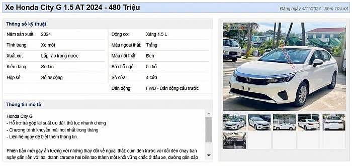 Thông tin chiếc Honda City 2024 bản G được đăng tải công khai trên diễn đàn xe này. 