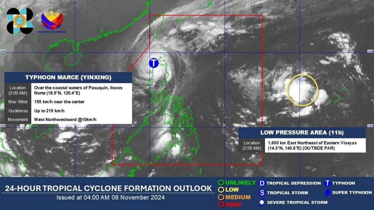 Hai áp thấp mới xuất hiện gần Philippines, dự báo sẽ thành bão khi Yinxing vào Biển Đông