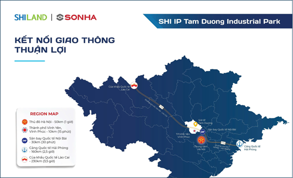 KCN SHI - IP Tam Dương tọa lạc ở vị trí đắc địa tỉnh Vĩnh Phúc.