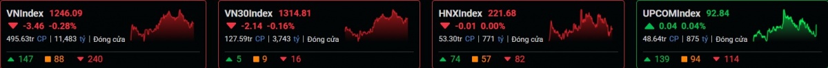 Diễn biến các chỉ số phiên 21/1. Nguồn: Trung tâm Dữ liệu kinhtechungkhoan.vn