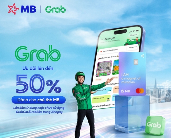 MB bắt tay Grab, giảm giá tới 50% cho chủ thẻ MB từ 16/2