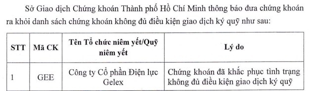 Cổ phiếu GEE được cấp margin, mở rộng cơ hội đầu tư trên HOSE