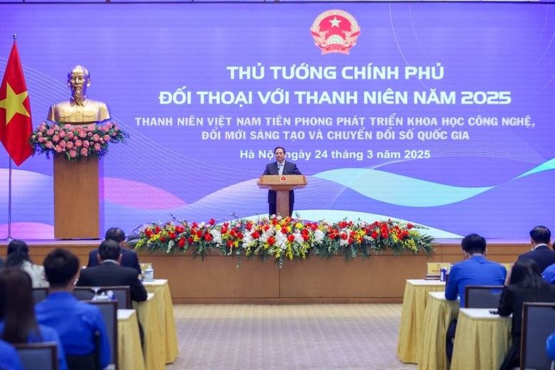 Thủ tướng Phạm Minh Chính phát biểu kết luận buổi Đối thoại - Ảnh: VGP