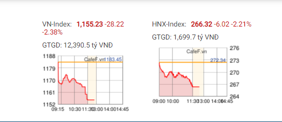 Phiên sáng 24/3/2021: VN-Index mất hơn 28 điểm, nhà đầu tư cuống cuồng tháo chạy