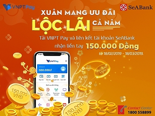 li xi cho khach mo tai khoan seabank va ket noi vi dien tu vnpt pay