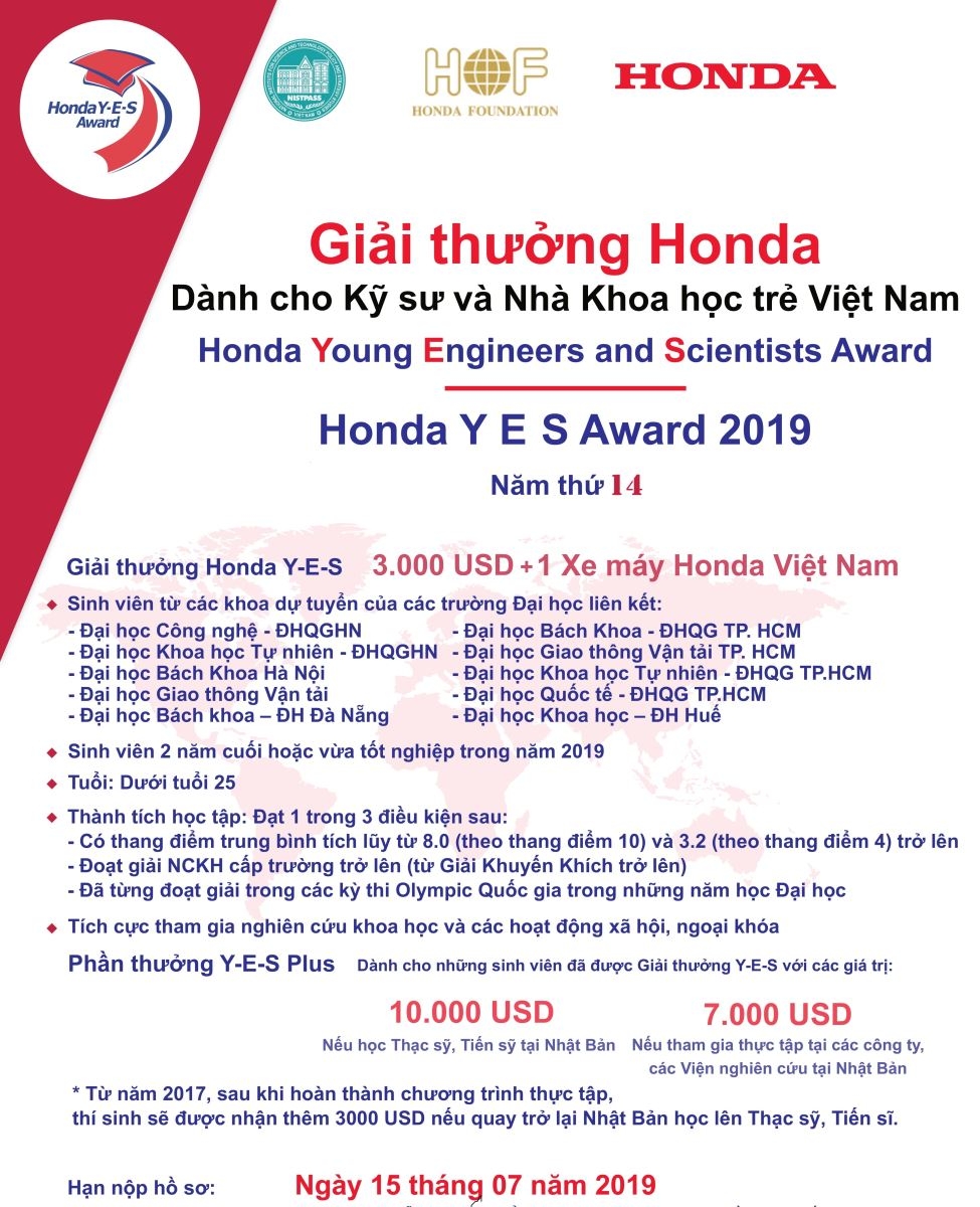 khoi dong giai thuong thuong nien honda y e s cho nhung sinh vien chuyen nganh khoa hoc