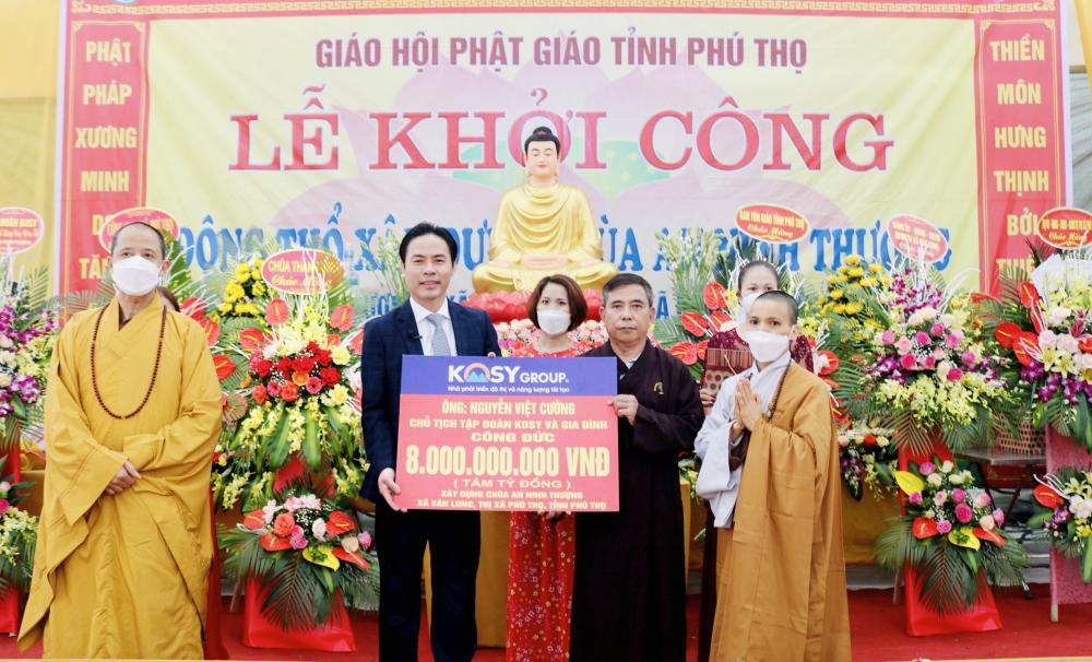 Chủ tịch Tập đoàn Kosy Nguyễn Việt Cường công đức 8 tỷ đồng xây chùa tại Phú Thọ