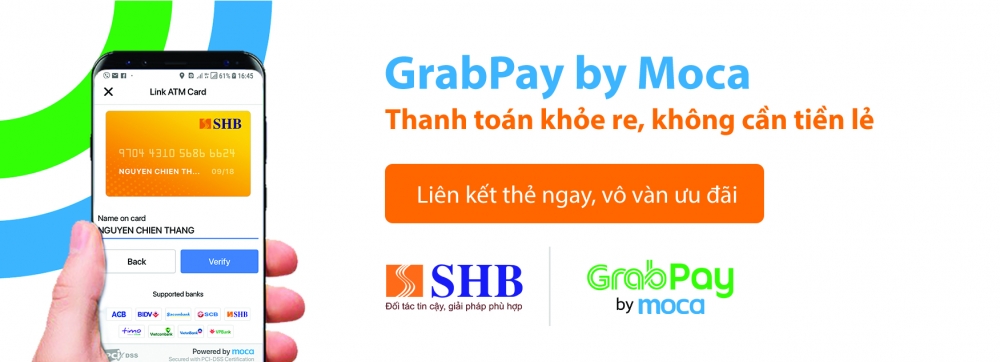 vi dien tu grabpay by moca da duoc ket noi voi chu the shb