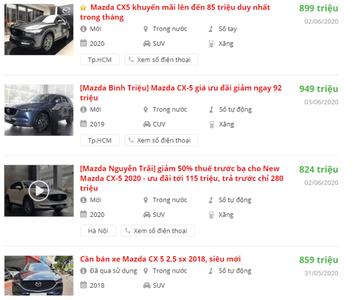 cap nhat gia xe mazda cx 5 ngay 962020 uu dai tien mat va qua tang len den 115 trieu dong