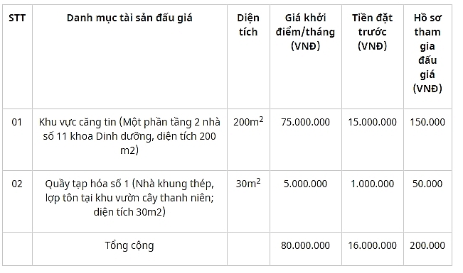 dau gia cho thue khu vuc cang tin va quay tap hoa tai bvdk tinh dien bien