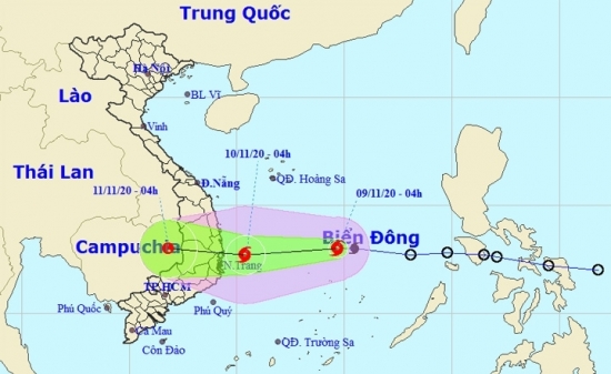 Bão số 12 hướng vào các tỉnh từ Phú Yên đến Ninh Thuận, miền Trung mưa lớn