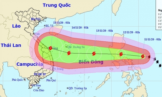 Dự báo thời tiết: Bão Vamco đi vào Biển Đông, sức gió mạnh nhất giật cấp 15