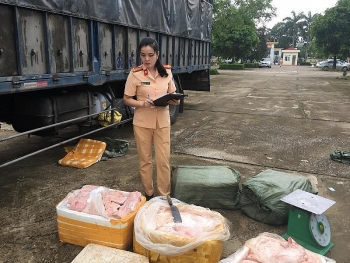 Bắt xe tải chở 2,5 tấn thịt lợn bốc mùi hôi thối