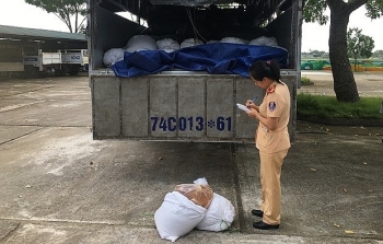 Phát hiện xe tải vận chuyển 750 kg mỡ động vật không có giấy tờ hợp lệ từ Bình Định ra Hà Nội tiêu thụ
