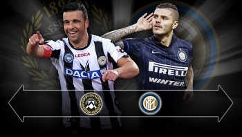Bóng đá Ý: Udinese vs Inter Milan (01h30, ngày 5/5)