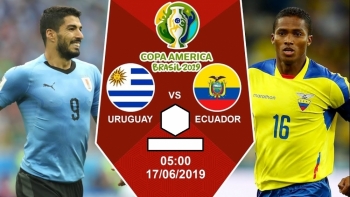 Bóng đá Copa America 2019: Uruguay vs Ecuador (5h00 ngày 17/6)