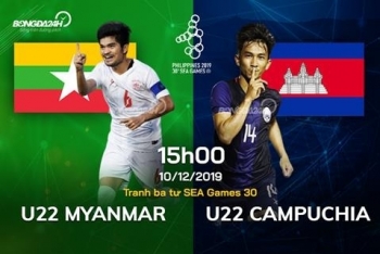 Bóng đá Nam SEA Games 30: U22 Myanmar vs U22 Campuchia (HẠNG BA, 15h00 ngày 10/12)