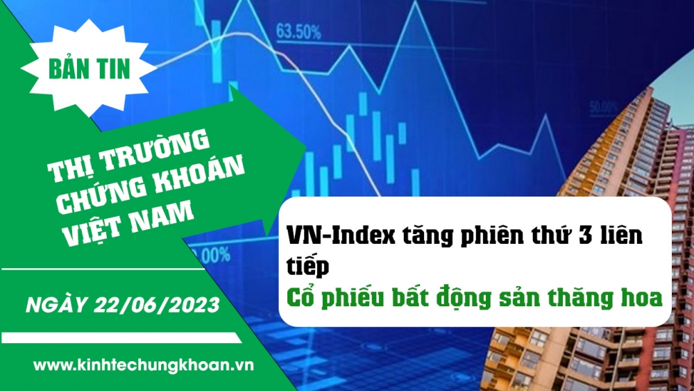 Bản tin chứng khoán 22/6/2023: VN-Index tăng phiên thứ 3 liên tiếp, cổ phiếu bất động sản thăng hoa