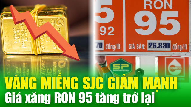 BẢN TIN KINH TẾ 24/5: Vàng miếng SJC đột ngột giảm mạnh; Giá xăng RON 95 tăng trở lại