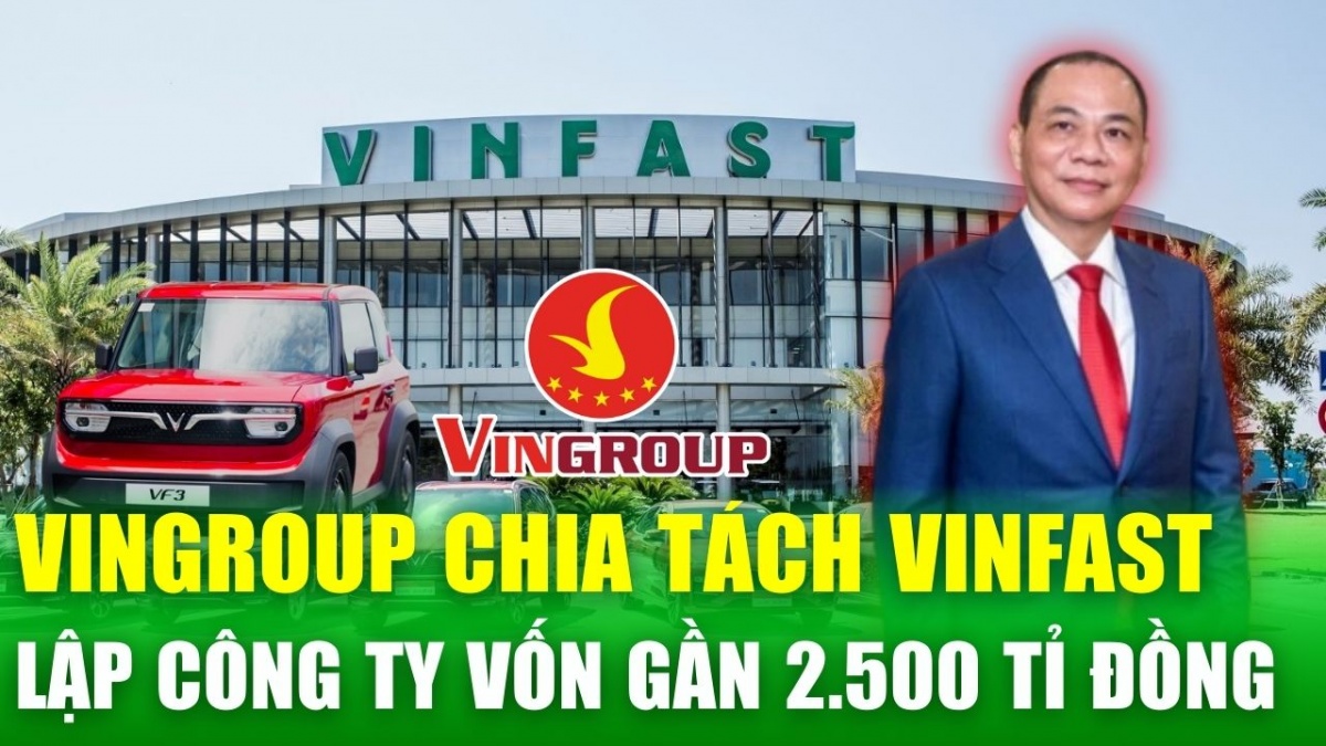 Tập đoàn Vingroup chia tách VinFast, lập công ty vốn gần 2.500 tỉ đồng